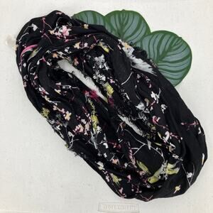 Apt 9 Black Neon Blue Green Pink Fringe Bird Nature Branch Flower Infinity Scarf